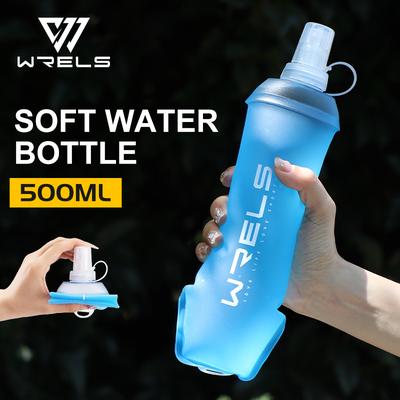 Perfect Picks Market WRELS Soft Folding Outdoor Sport Water Bottle   BPA Free TPU Flask For Running, Cycling, Camping blue 500ml