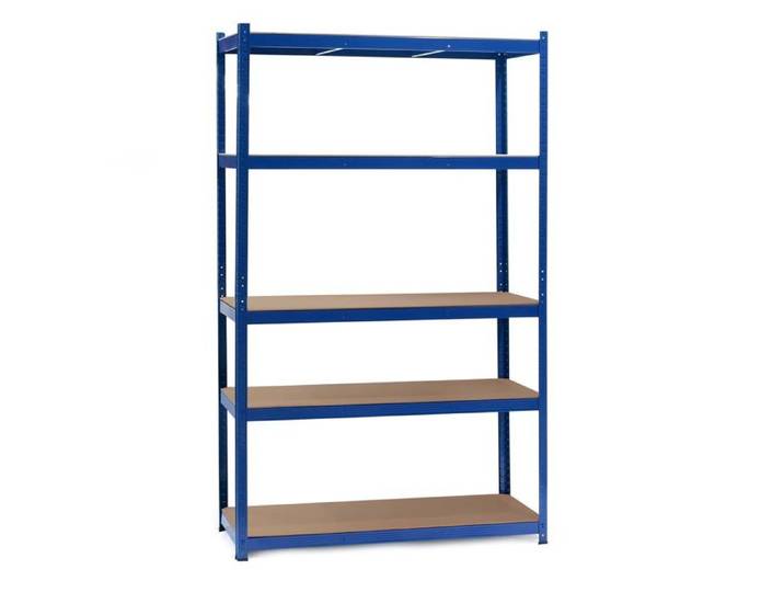Wiltec Étagère bleue Charges lourdes 120x50x204cm Emboîtable 5 niveaux 200kg/niveau Atelier
