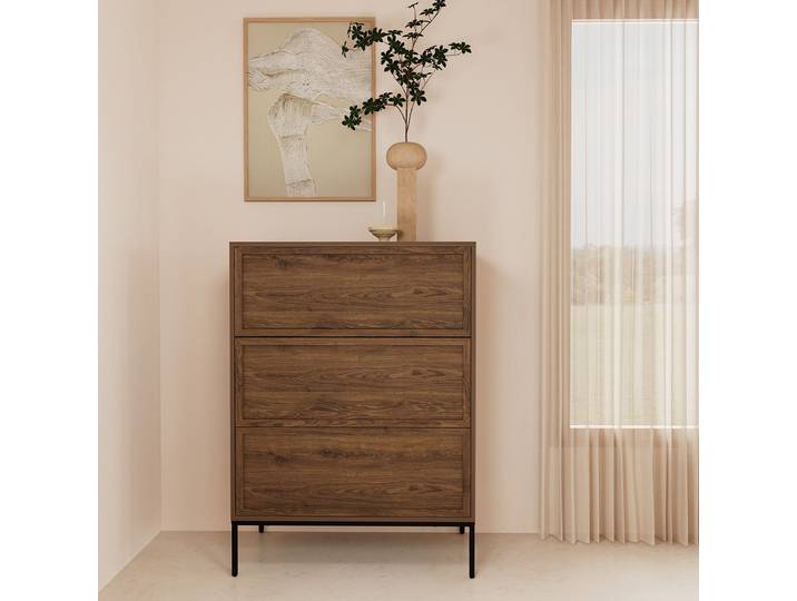 Kommode Pinava 80 x 110 x 40cm Braun/Eiche Dunkel Dekor