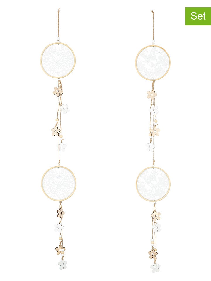 GILDE 2er-Set: Girlanden "Maripo" in Beige - (L)75 cm - onesize