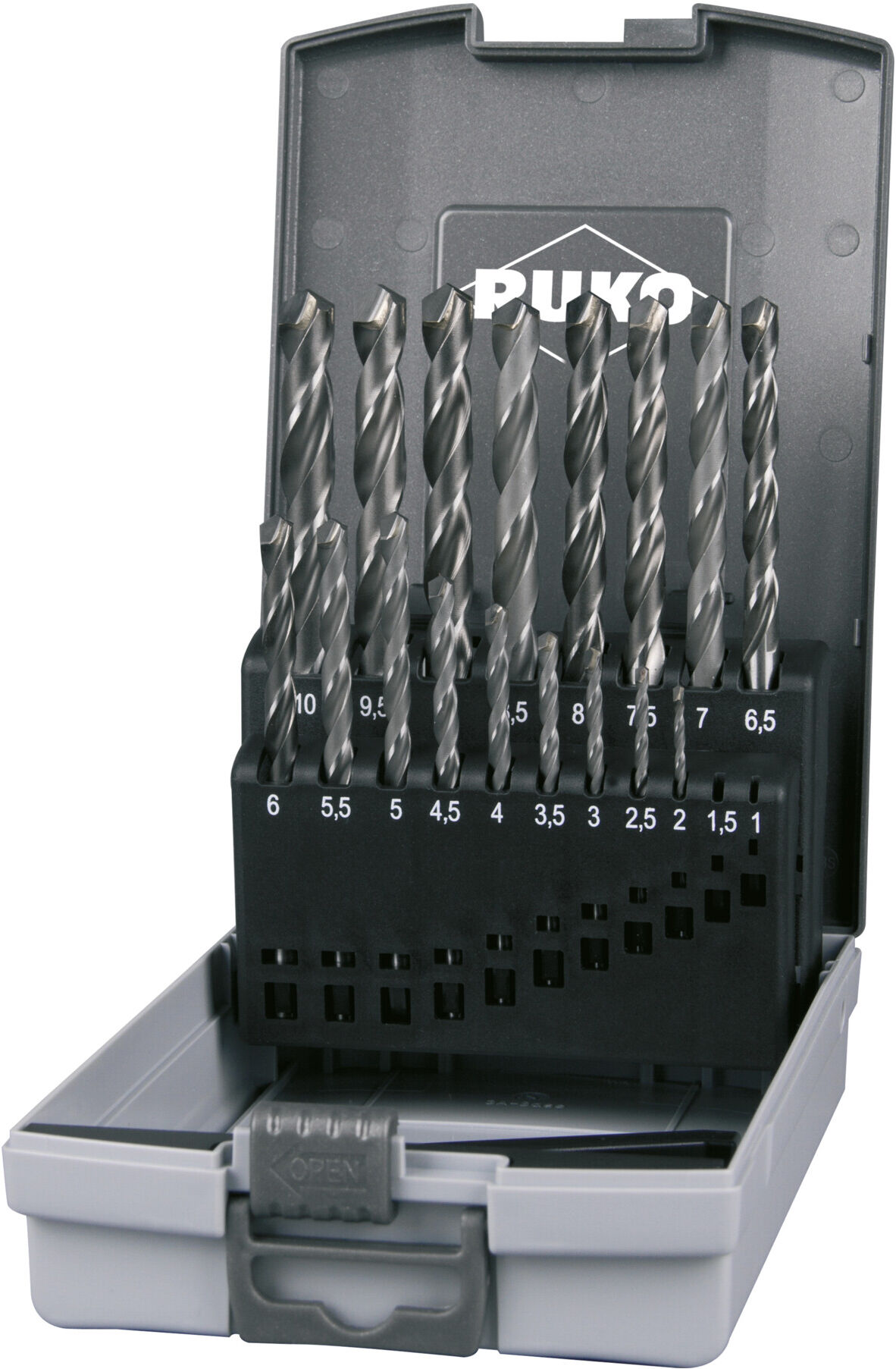 RUKO Spiralbohrersatz DIN 338 Typ N HSS-G TC in Kunststoffkassette (ABS) 17-teilig (815214RO)