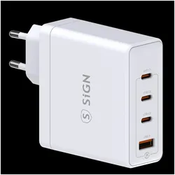 SIGN Fast Wall Charger 140W 3x USB-C / 1x USB-A - White (140 W), USB Ladegerät, Weiss