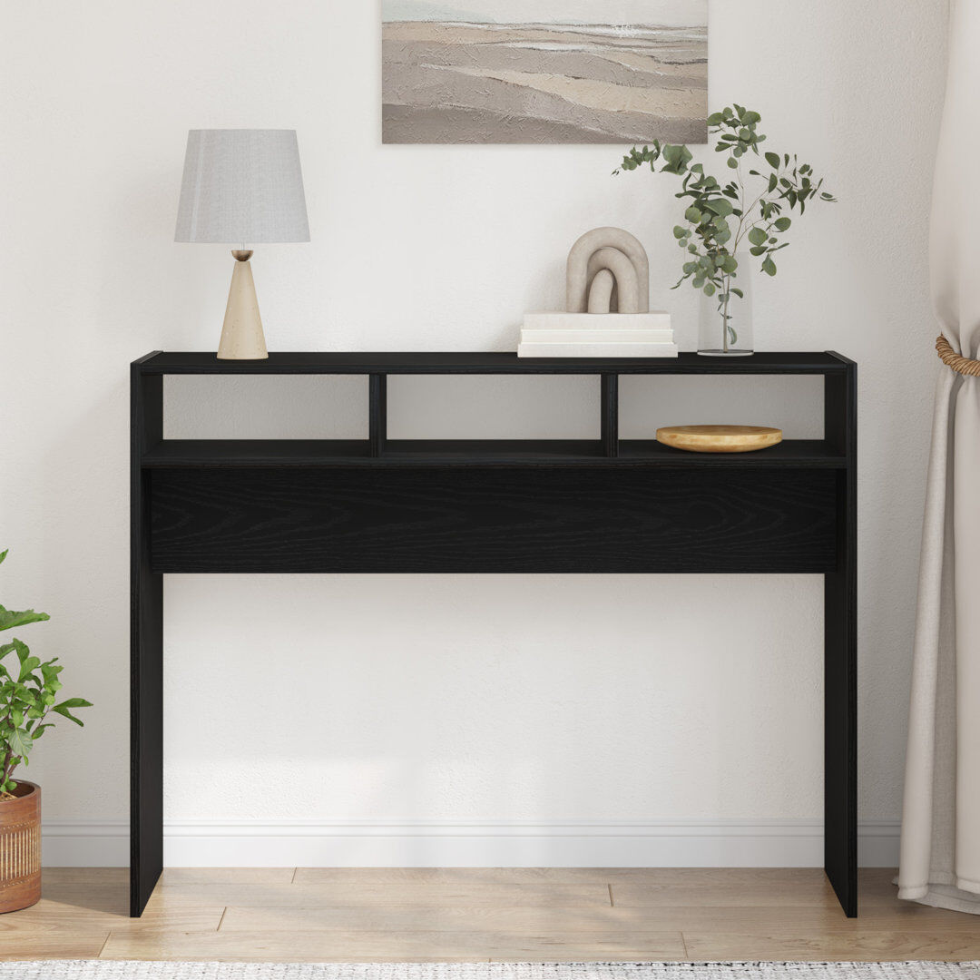 17 Stories Goar Console Table Engineered Wood Accent Couch End Side Table Black Oak 105 cm