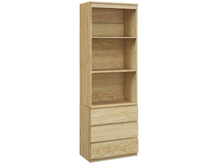 Bibliothèque 3 étagères 3 tiroirs - aspect bois naturel