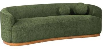 "HULALA HOME Bellatrice 88""W Modern Curved Sofa with Solid Wood Base and Round Pillows"