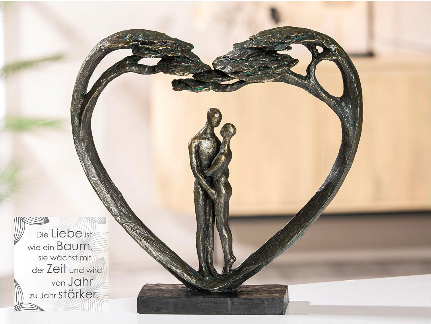 Dekofigur CASABLANCA BY GILDE "Skulptur "Love Tree", braun (bronzefarben), B:32cm H:31,5cm T:8cm, Kunstharz, Dekofiguren, Dekofigur bronzefarben B/H/T: 32cm x 31,5cm x 8cm