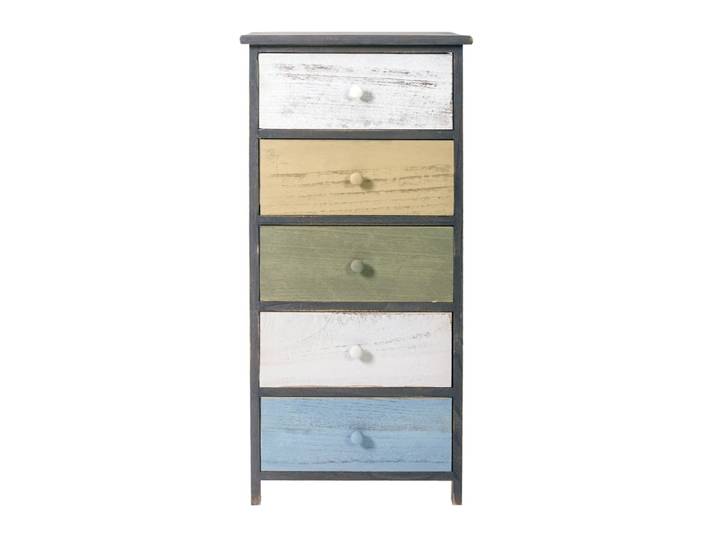Chiffonnier en bois blanc et gris avec 5 tiroirs
