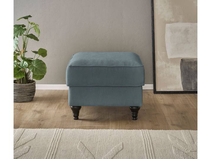Hocker GOODPRODUCT Westminster mit hochwertigem Microfaserbezug , grau (anthrazit), B:65cm H:50cm T:65cm, 92% Polyester / 8% Nylon, Hocker, Hocker, Passend zur Serie WESTMINSTER, Federkern-Polsterung, gedrechselter Fuss