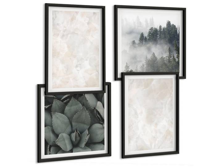 Tulup Bilder SET 4er Set - 50x50 cm & 40x60 cm Schwarzer Rahmen - Steinpastellmarmor, Kunststoff, Rechteckig, 50x50 cm, Fotografie, Bilder & Rahmen, Bilder