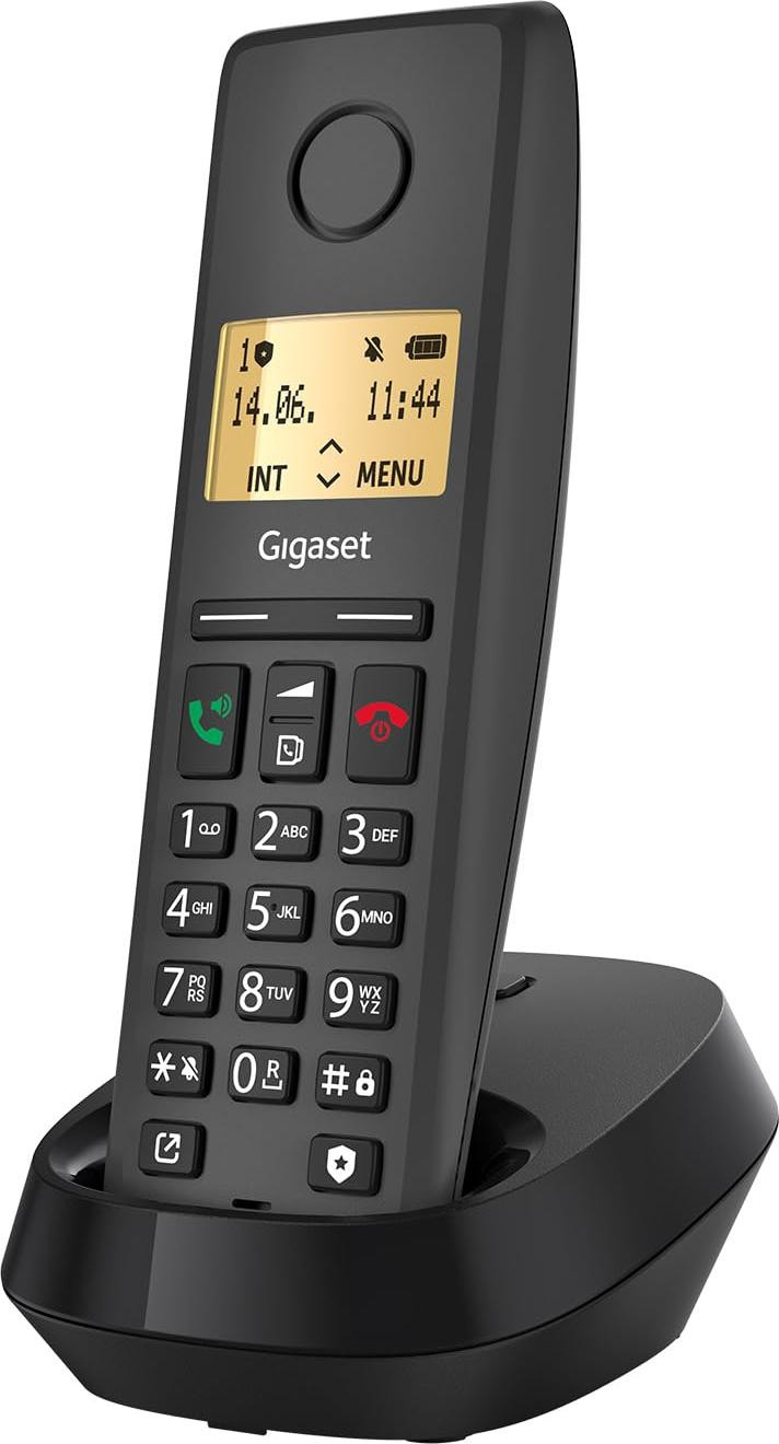 Gigaset Pure 220 DECT-telefoon met blokkeertoets en handsfreefunctie, antraciet zwart