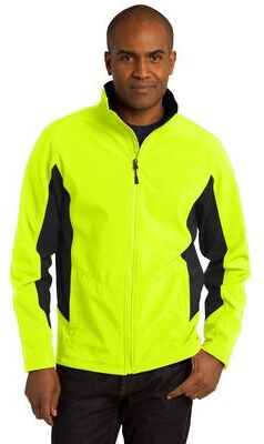 Port Authority J318 Core Colorblock Soft Shell Jacket in Safety Yellow/Black size 3XL   Polyester TLJ318