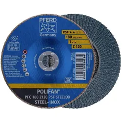 Pferd, Schleifmittel, 67769185 PFC 180 Z 120 PSF STEELOX Fächerschleifscheibe Durchmesser 180 mm (120)