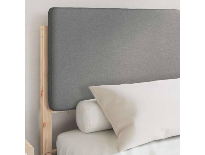 KTHLBRH Doppelbett Holz Hellgrau 140 x 190 cm Massives Kiefernholz, gepolstertes Kopfteil, kein Boxspring, einfache Reinigung