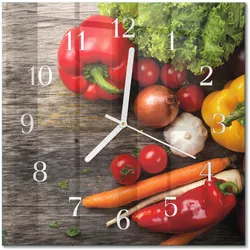 WANDUHR aus Glas 30x30 cm - Gemüse