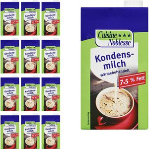 Cuisine Kondensmilch Noblesse Fettgehalt 7,5 %, im Tetrapack, wärmebehandelt, 12x 1 Kg