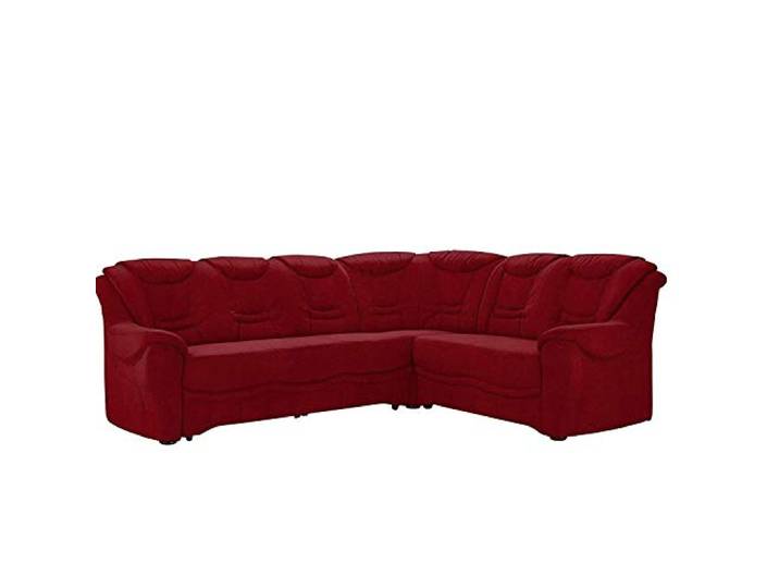 Cavadore Ecksofa Bansa mit Federkern / Polstercouch im klassischen Design / 265 x 94 x 215 / Mikrofaser Dunkelrot