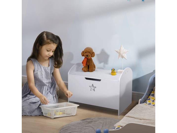 HOMCOM Coffre Jouets MDF Blanc 62x40x46cm