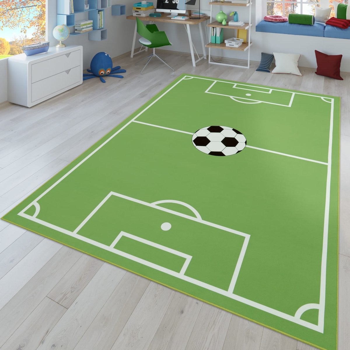 TT Home Kinderkamertapijt Abstract Straat Groen Rechthoek B/D: 150 x 80 cm