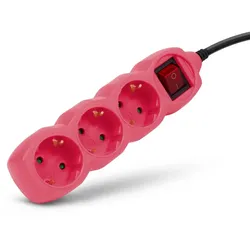 Entac Steckdosen-Verlängerungskabel S1 Color 3 Steckdosen mit Schalter 1,5m Farbserie Pink