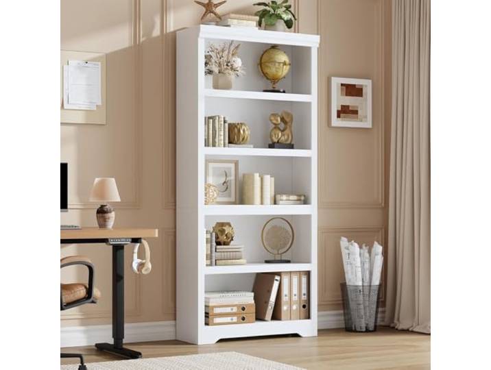 GarveeHome Standregal im Landhausstil, 5-stöckig 175 cm hoch mit verstellbaren Einlegeböden und Anti-Kipp-System für Wohnzimmer, Büro und Balkon