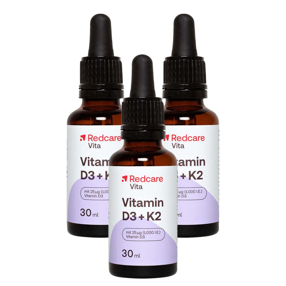 Redcare Vitamin D3 + K2 3er-Set 3x30 ml Tropfen zum Einnehmen