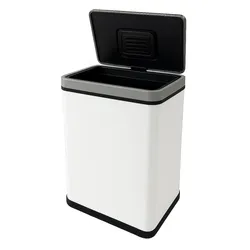 WellHome - 70 l weißer Mülleimer aus Edelstahl mit automatischem Sensor und Geruchsfilter 39 x 27 x 78 cm