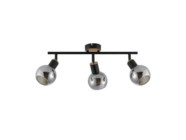 Novel Strahler Merope, Schwarz, Eschefarben, Metall, Glas, Uni, länglich, 10x18.5x45 cm, RoHS, CE, drehbar, verstellbare Spotlights, Lampen & Leuchten, Innenbeleuchtung, Spots & Strahler, Deckenspots