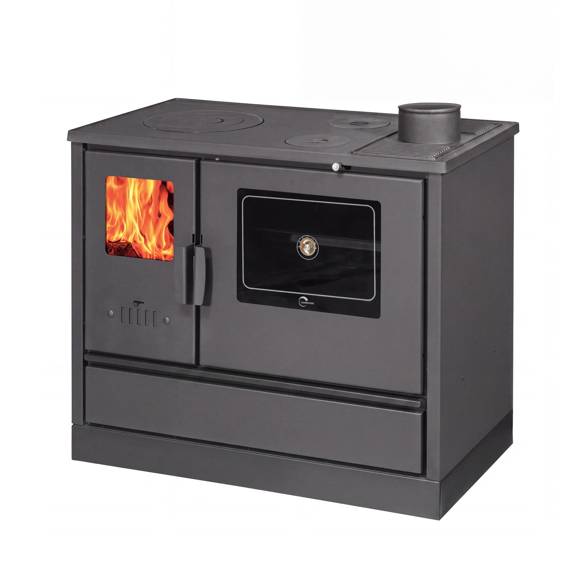 Holzherd mit Ofen Einzeln beheizbar Versi 7,9 kW Schwarz Sannover