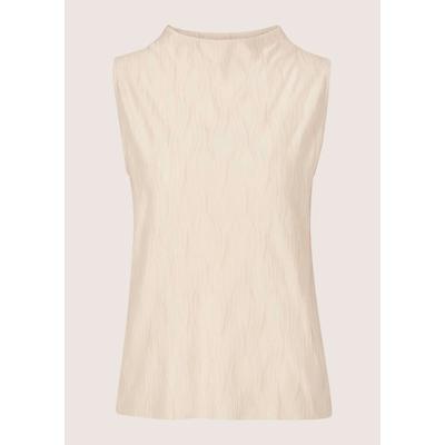 Kurzarmshirt MADELEINE "Shirt Kurzarm-Bluse mit Stehkragen, strukturiert", Damen, Gr. 42, weiß (perlweiß), Obermaterial: 100% Polyester PES., Modern, figurumspielend, Shirts, Offene Saumkante