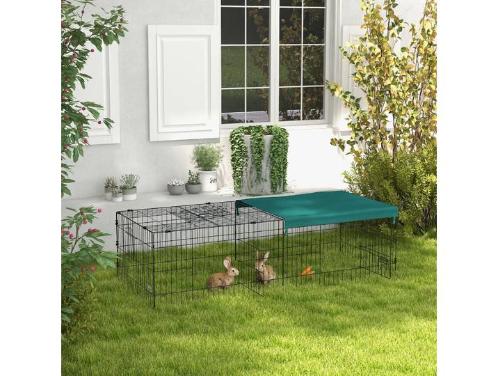 PawHut Parc Modulable Acier avec Bâche 185x75x50cm Vert