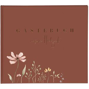 Goldbuch Gästebuch 50043 Blütenliebe, bordeaux, 23 x 25 cm, illustriert mit Vordrucken, Hardcover 100 Seiten