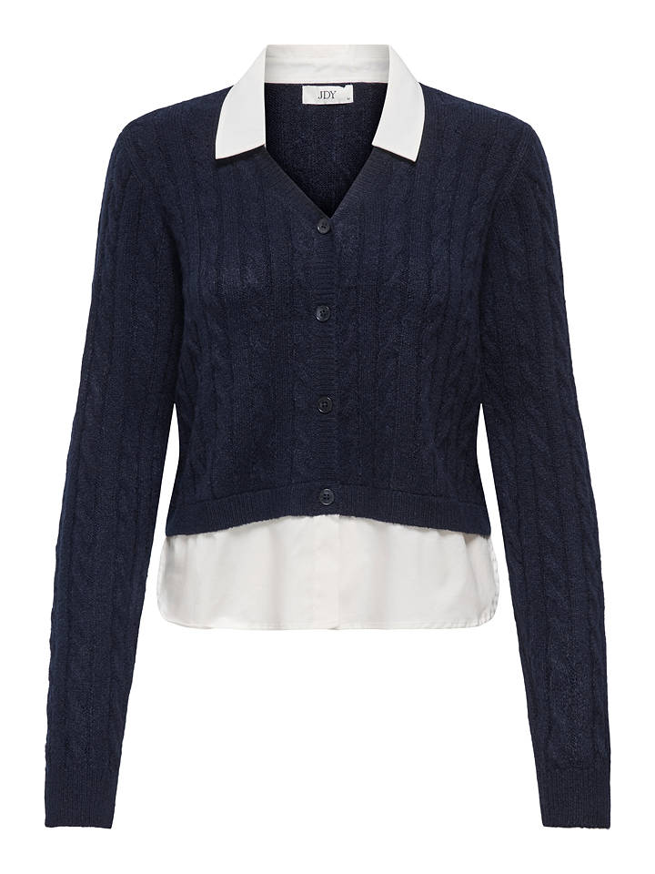 JDY Pullover "Ada" in Dunkelblau/ Weiß - S