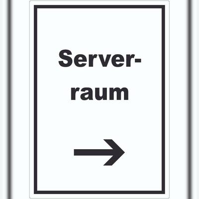 HB-Druck Serverraum Aufkleber mit Text und Richtungspfeil rechts Computer IT PC hochkant A0 (841x1189mm)