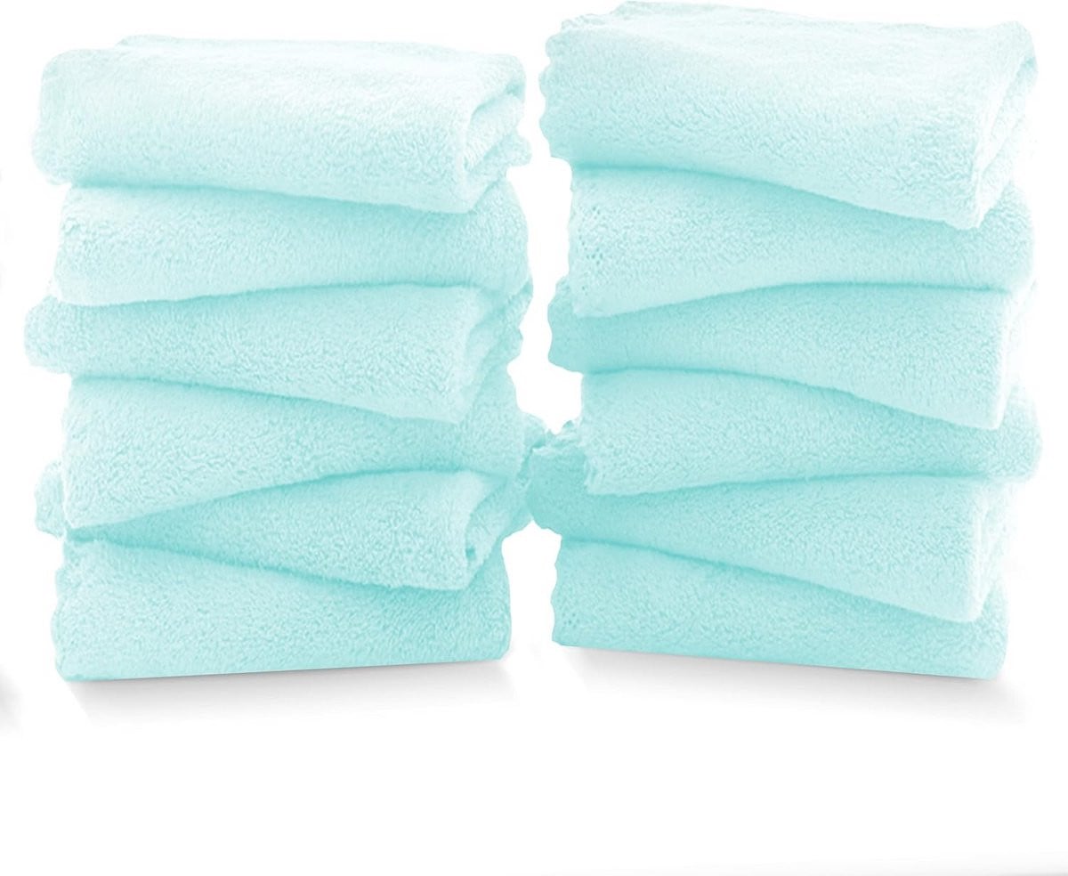 Set van 12 Premium Microvezel Washandjes - Sneldrogend en Zeer Absorberend