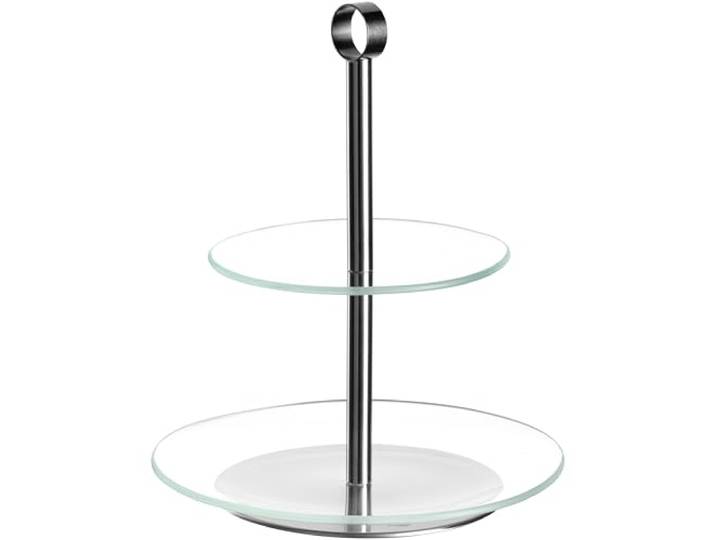 LEONARDO HOME CENA Etagere 1 Stück Moderne Glasetagere für Kuchen und Häppchen elegante Etagere für Brunch und Buffet Zeitloses Design für jede Gelegenheit Höhe 26 cm silber 025360
