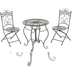 DELUKE Outdoor Sitzgruppe FUVER - Metall Bronze 40x50x92 cm | Gartenmöbelset 2 Personen Metall Vintage Balkonmöbel Set Bistrotisch Terrassenmöbelset