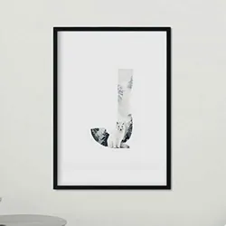 POSTER Gerahmtes - Buchstabe J A4 Schwarzer Rahmen