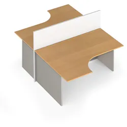 Ergonomischer Eckschreibtisch mit Magnettafel-Trennwänden, 1 Platz, grau/Buche