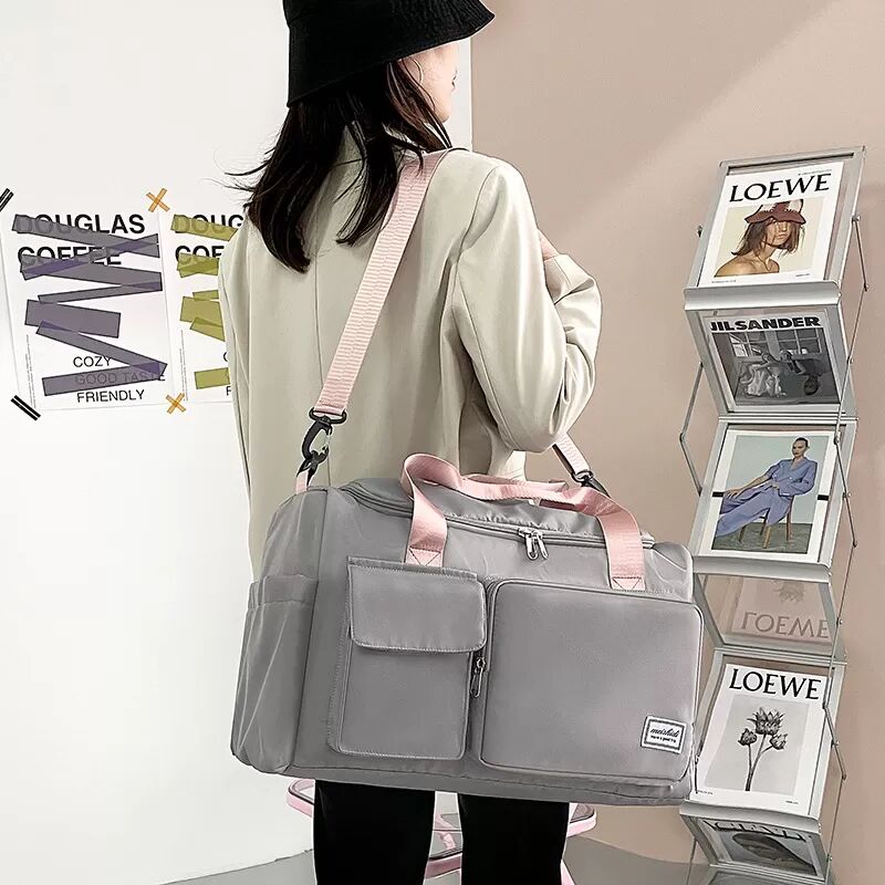 INF Sac polochon de voyage sac de sport avec compartiment étanche Gris