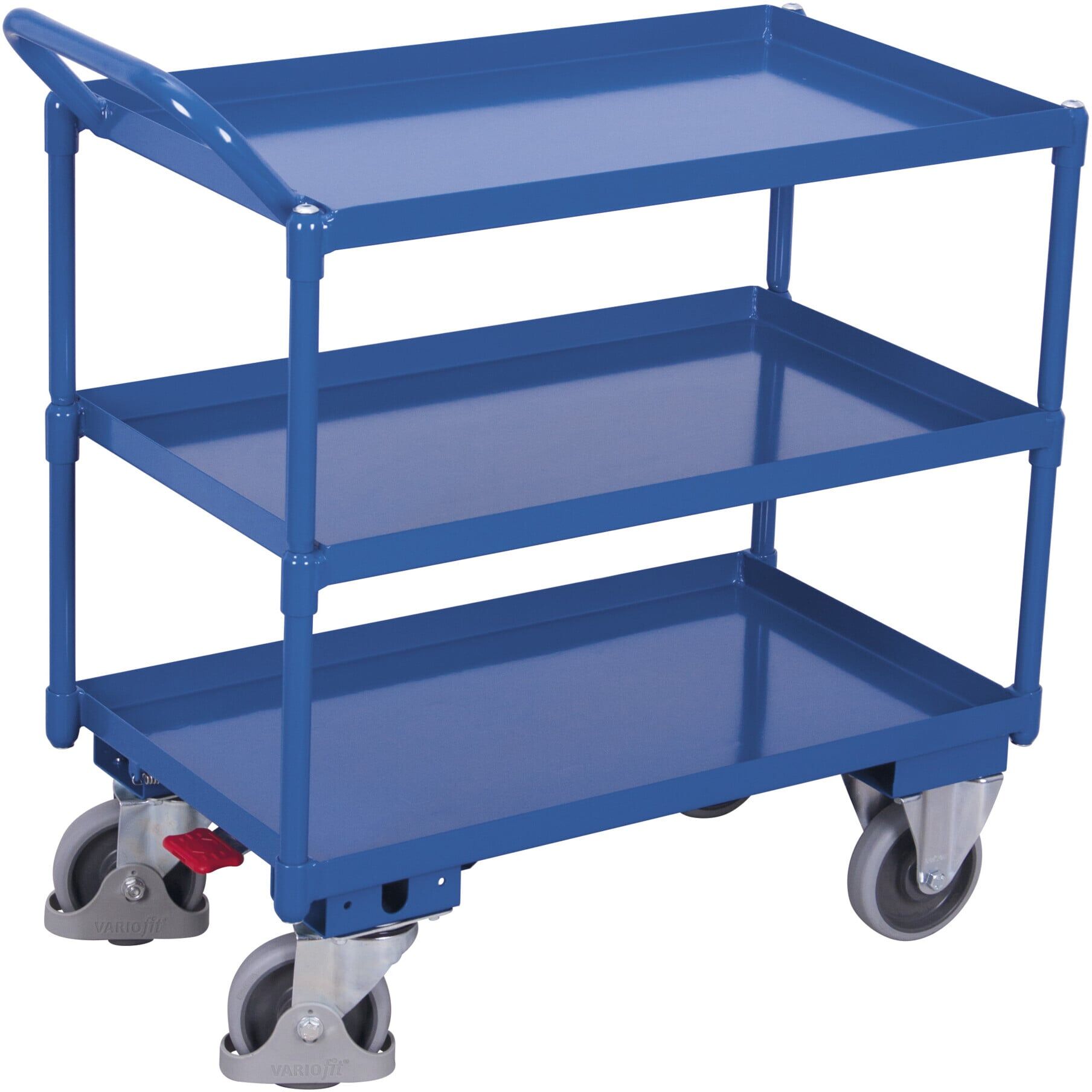 Variofit Tischwagen mit 3 Ladeflächen 845 x 495 mm Schiebegriff nach oben gerichtet (sw-500.698)