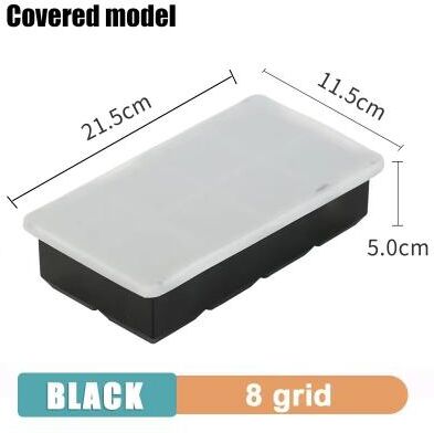 Inspire Curations Large Square Silicone Ice Cube Mold Tray (4 6 8 15 Grid) For DIY Cocktail Ice 8grid with lid