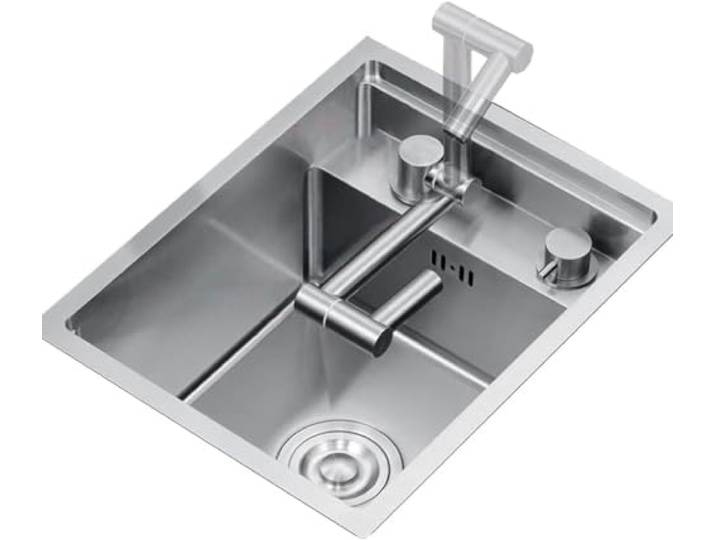 Edelstahl-einzelbecken-spülbecken Mit Klapparmatur Und Deckel, Verdecktes Mini-spülbecken Für Die Küche, Unsichtbares Kleines Spülbecken Mit Abfluss Silver 35 * 45 * 23cm
