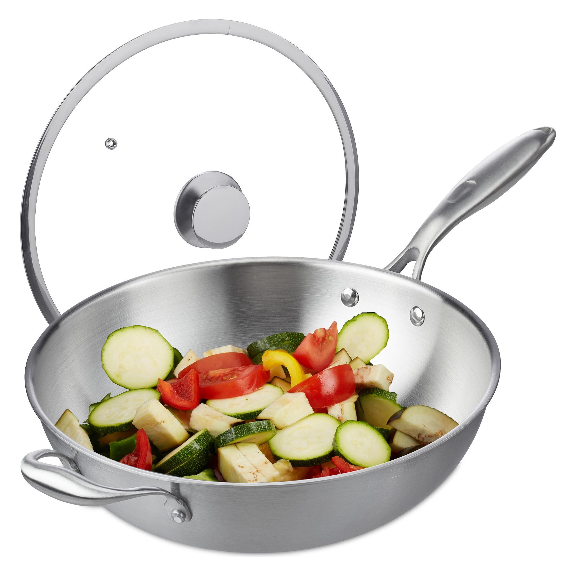 Relaxdays Wok (Edelstahl, 30.50 x 16 cm) (4052025384067)
