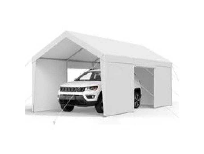 VEVOR Zeltgarage Carport Garagenzelt Autoüberdachung 3,65x6,09x3,02m Weiß, für Auto & Boot Abnehmbare Seitenwände & Reißverschlusstür UV-Beständig & Wasserabweisend Dual-Use-Design