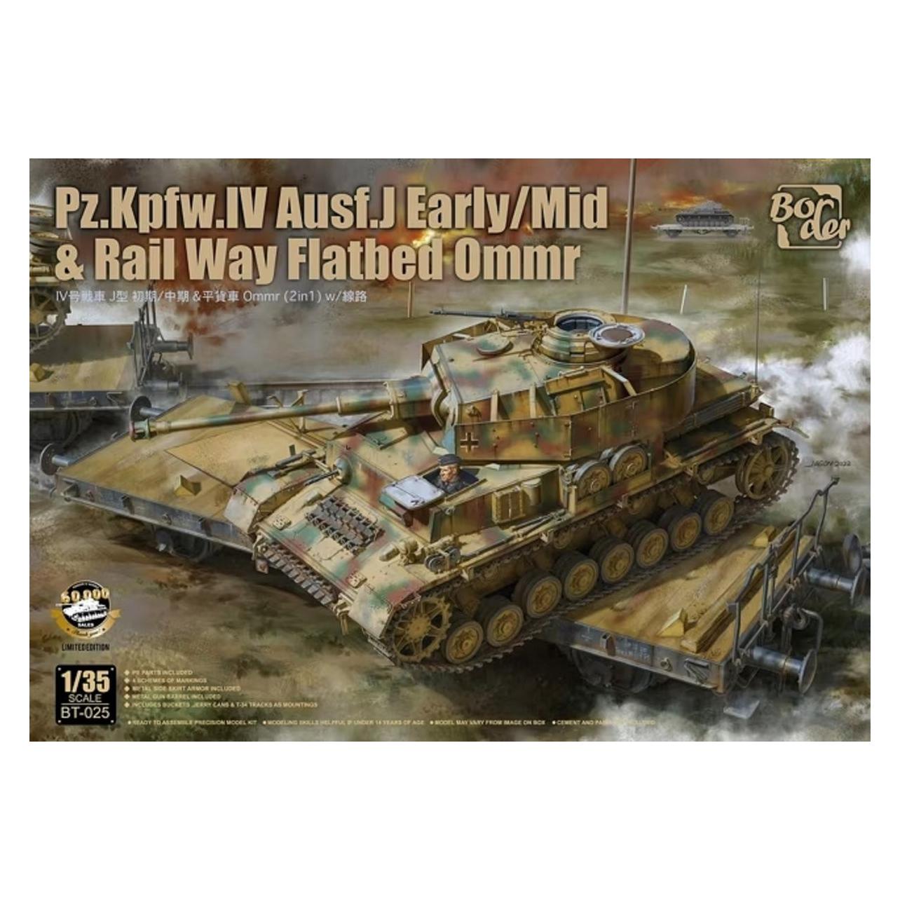 Border Model 1:35 BT025 Pz.Kpfw.IV Ausf. J Early/Mid & Railway Flatbed Ommr - Limited (BMBT025)