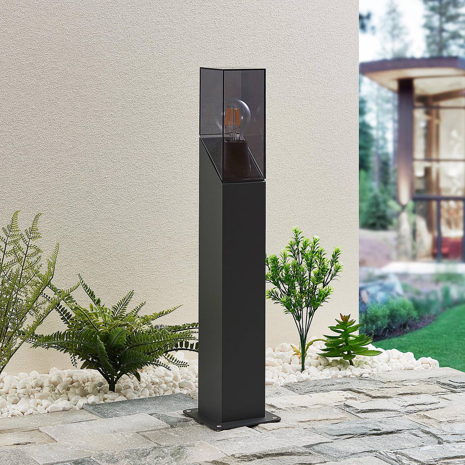 Pillar Light Fiola Lucande, dimmable, Black, Aluminium, Modern, Outdoor lights