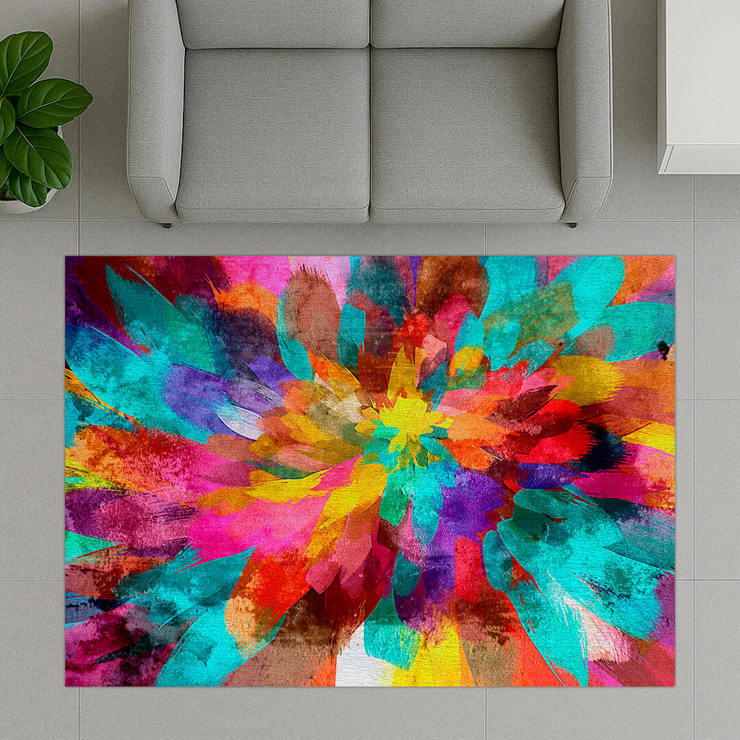 East Urban Home Abstract Area Rug Multicolor Rectangle 155 x 230 cm