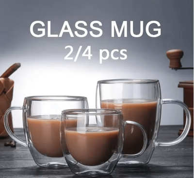 Inspire Picks ThermoClear Double Wall Glass Coffee Cup Heat Resistant Drinkware Set 350ml 2pcs