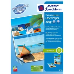 Avery Zweckform Farblaserpapier Premium A4 beidseitig beschichtet hochglänzend 200 g/qm 100 Blatt