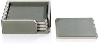 Zodax Nappa Leather 4-Piece Coaster Set on Tray